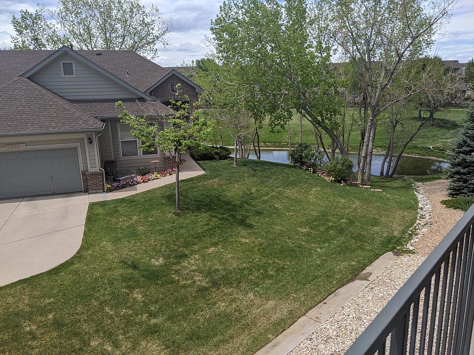 Patio overlooks golf course and pond, nice scenery