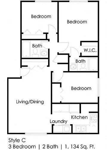 Floor plan Three Bedroom - C