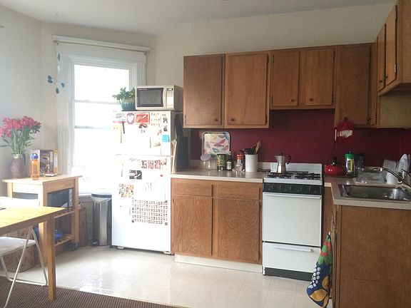 Kitchenette is compact and efficient.