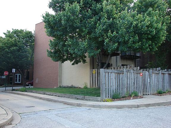 View from the rear permit-only parking lot.