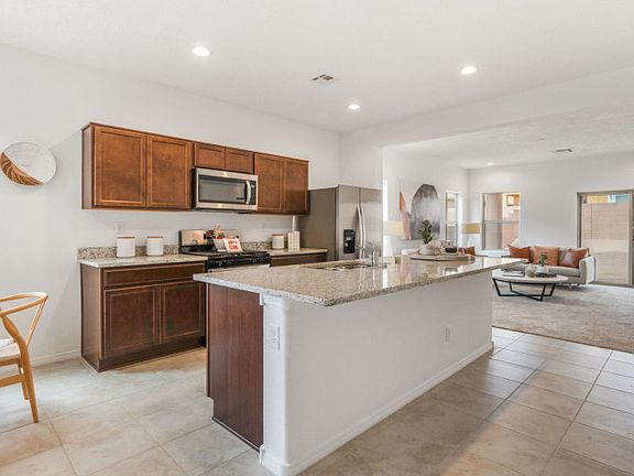 Open living from the kitchen to gathering space