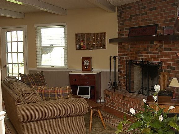 Full masonry wood burning fireplace