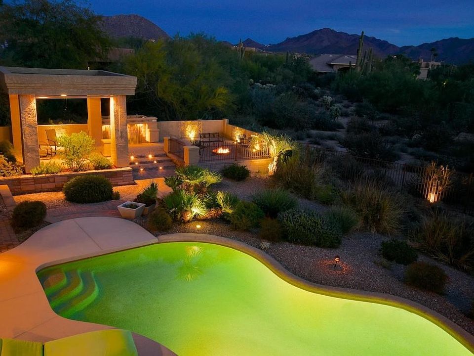 Backyard Ramada Firepit Pool & Mountains