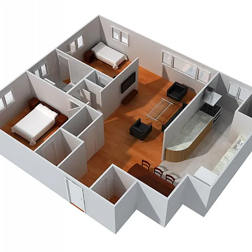 Floor plan 2 BDR with Dinette