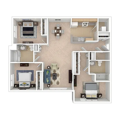 Floor plan Three Bedroom Two Bathroom A Market