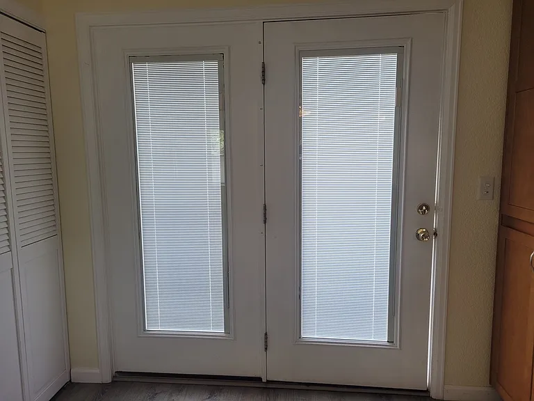 External doors have internal shades.
