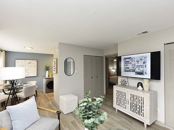 Living Room with Hardwood Style Flooring
