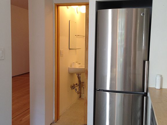 Kitchen with view to bathroom