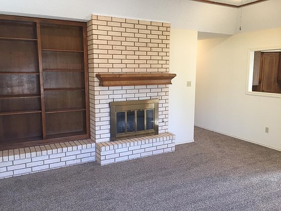 Living room with built in bookcase