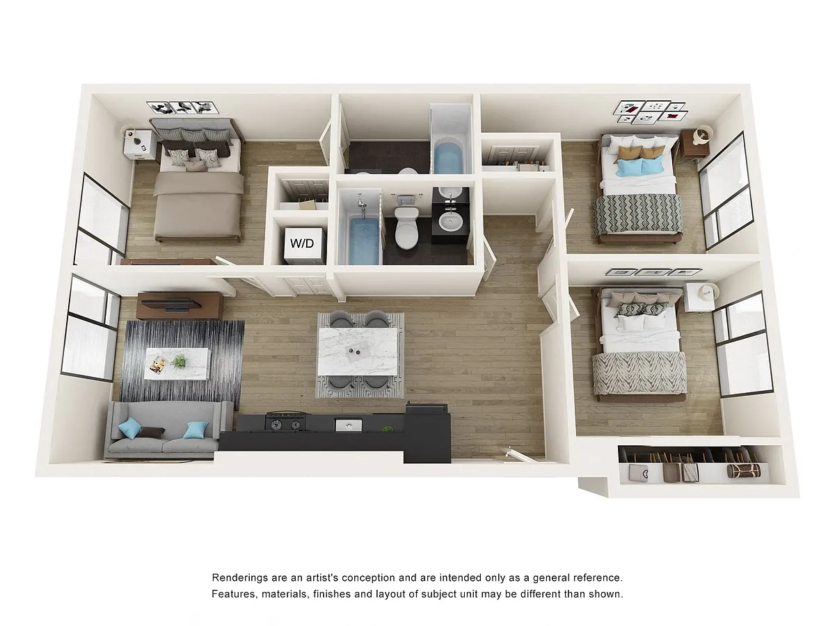 Floor plan 3 Bedrooms, 2 Bathrooms