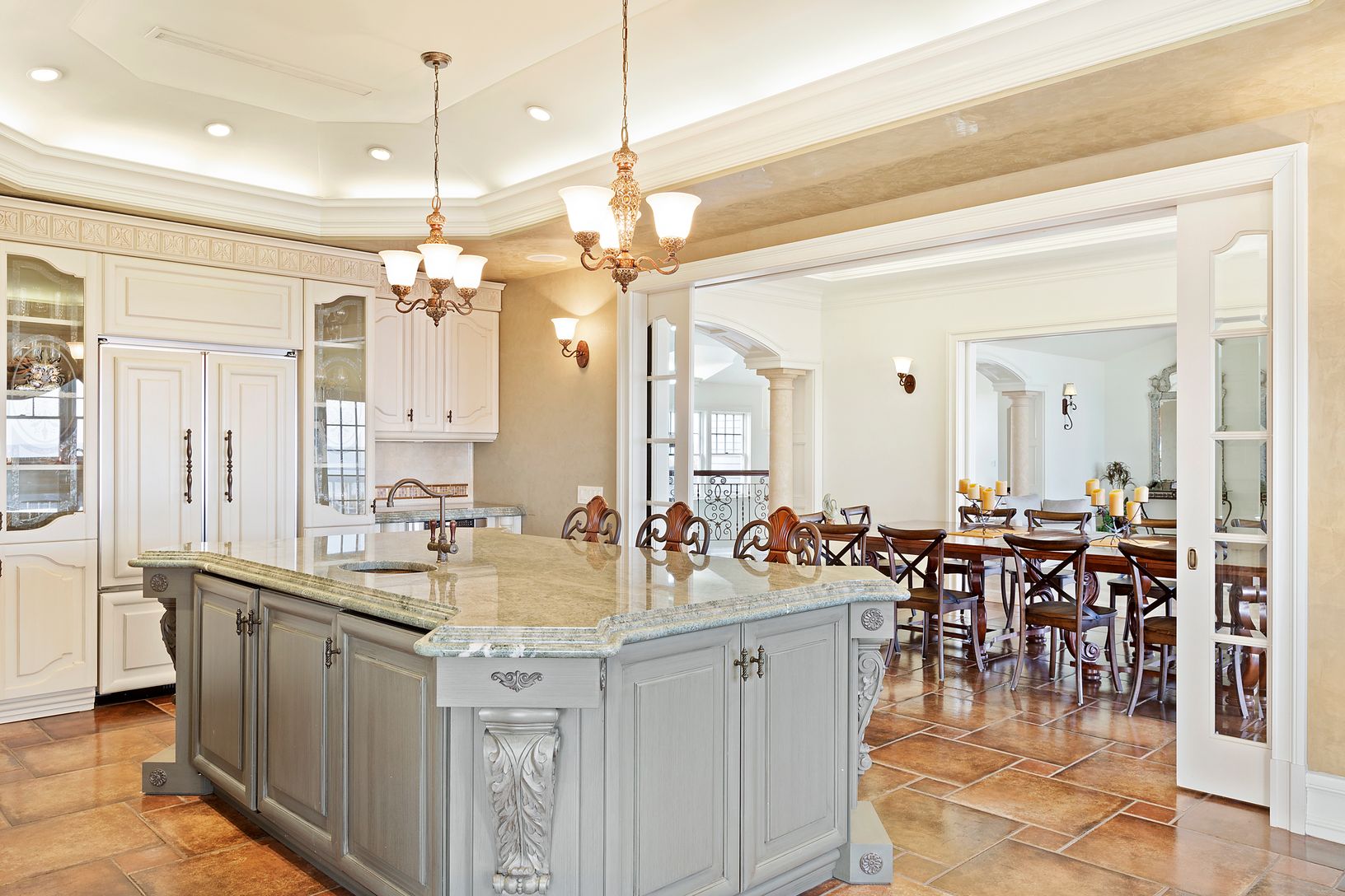  Custom Kitchen with Stone & Cabinetry Imported from Italy
