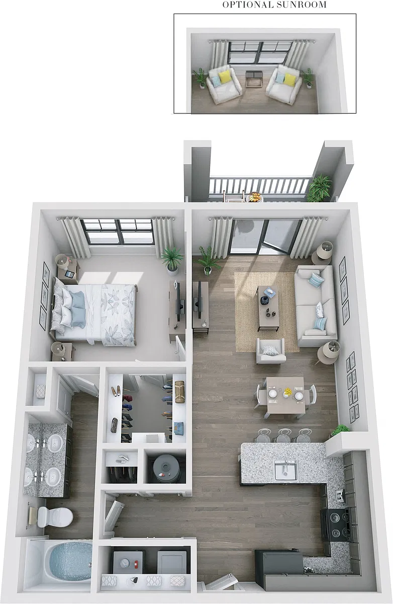 Floor plan 1BR 1BA (780 SF)
