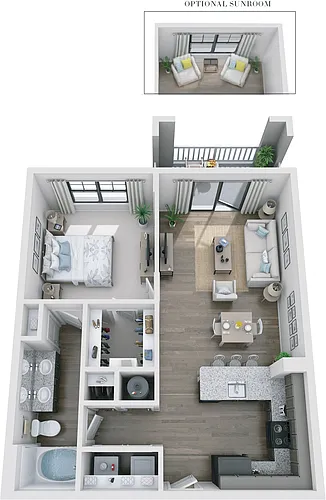Floor plan 1BR 1BA (780 SF)