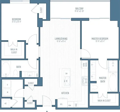 One Hermann Place - B1 - 2 Beds - 2 Baths - 1186 Sq. ft.