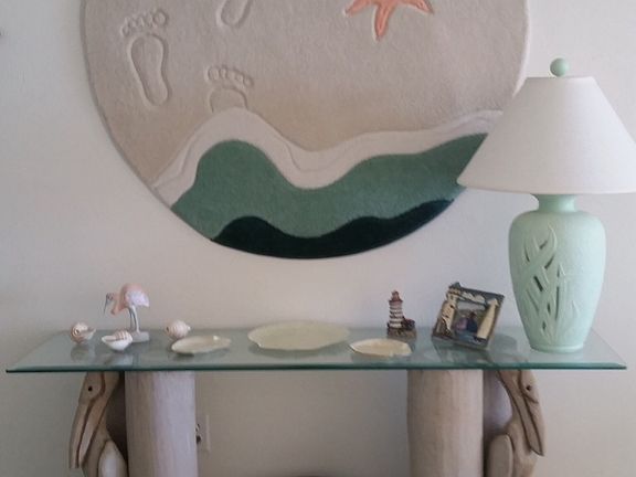Custom made entry table and wall hanging