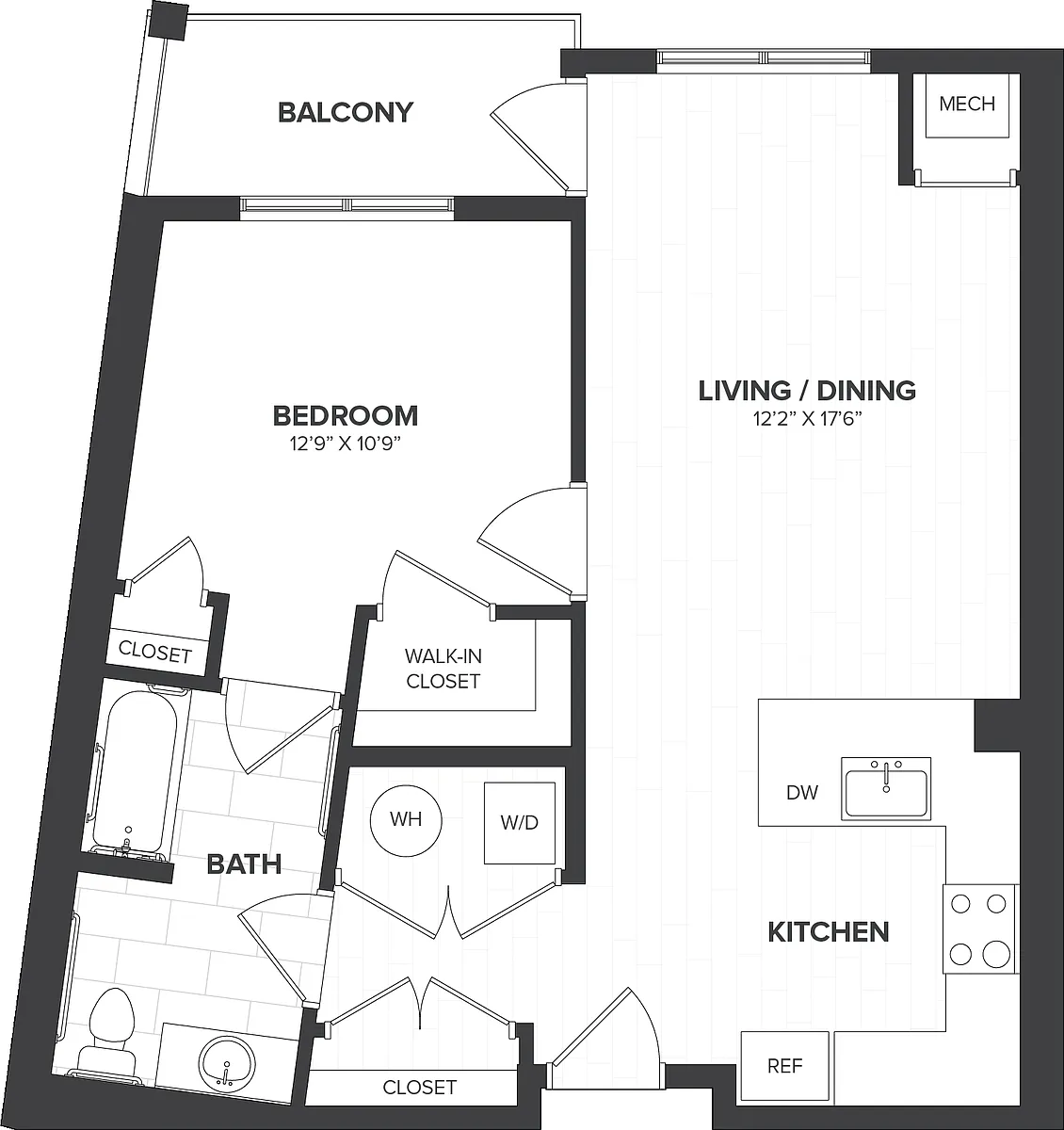 Floor plan 1 Bed/1 Bath-A6