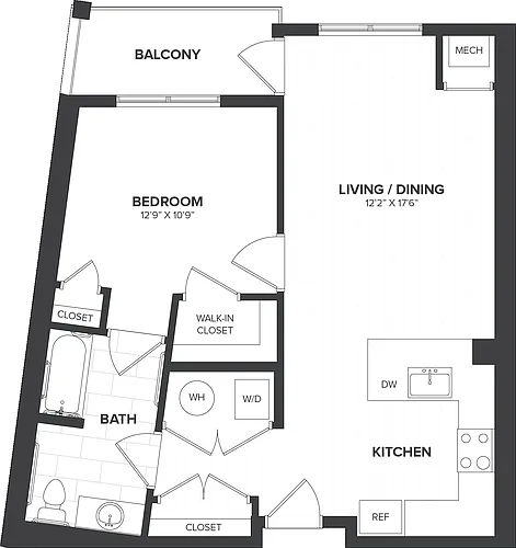 Floor plan 1 Bed/1 Bath-A6