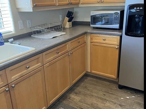 Kitchen with microwave