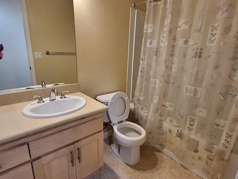 Bathroom 2 with new faucets and toilet seat