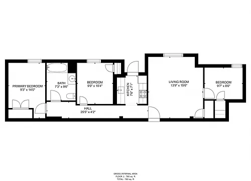 Floor plan 3 Bedroom 1 Bathroom