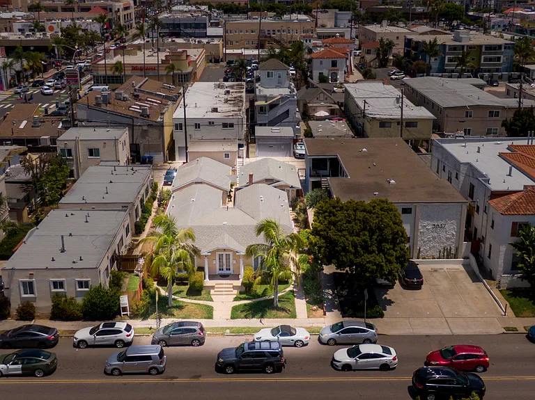 Aerial view of the front of 3847 First Ave