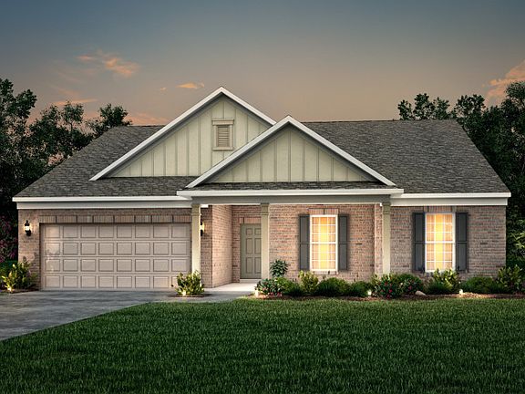 Amberwood Exterior 45 features Hardie Board, Brick, covered front porch and 2 car garage