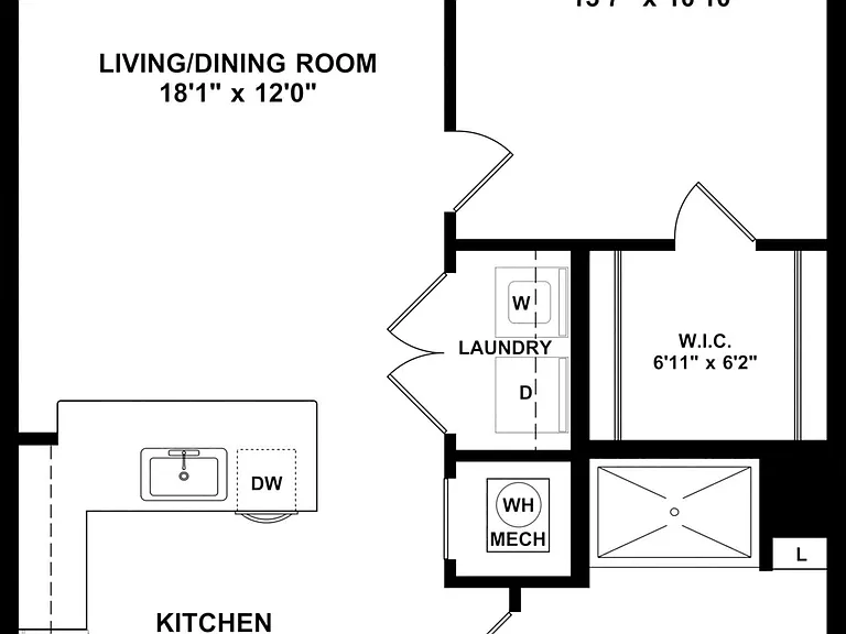 Fern - 1 Bed, 1 Bath, 694 sq. ft.