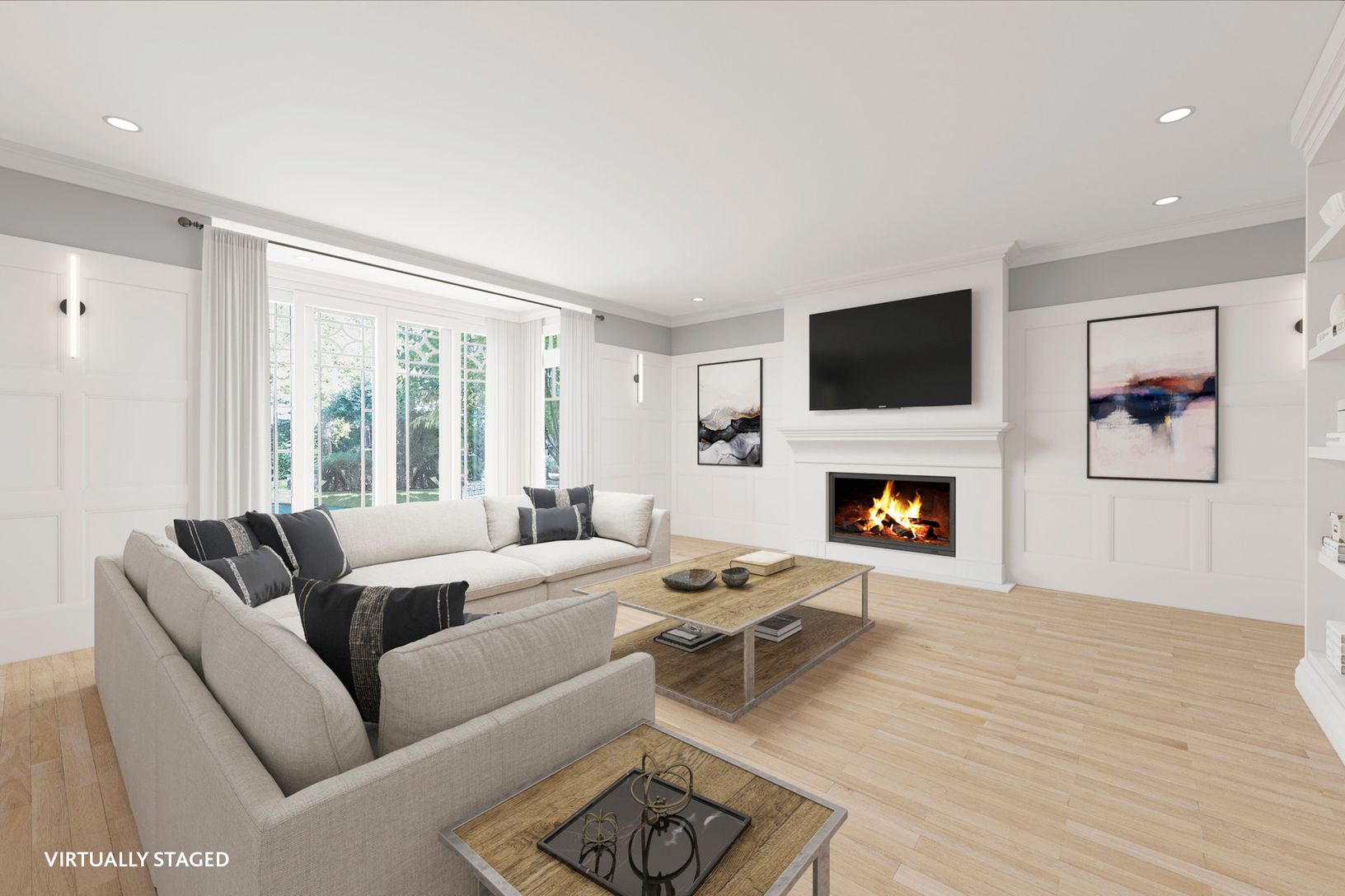 Virtually staged living room