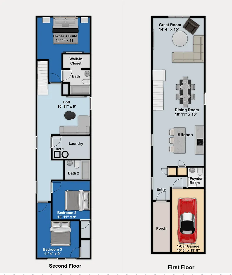 Floor plan 3 Bedroom 2.5 Bathroom The Bennet