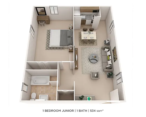 Floor plan One Bedroom - 534 sqft