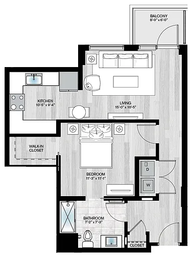 Floor plan Monterey-1B1B-S