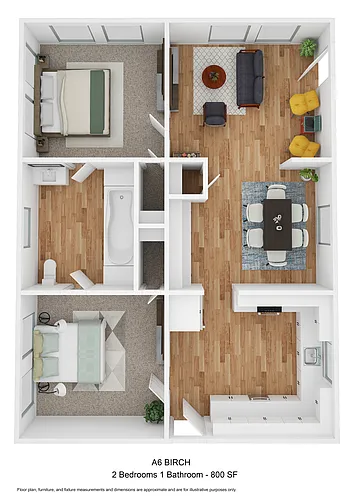 Floor plan 2 Bedroom/1 Bathroom