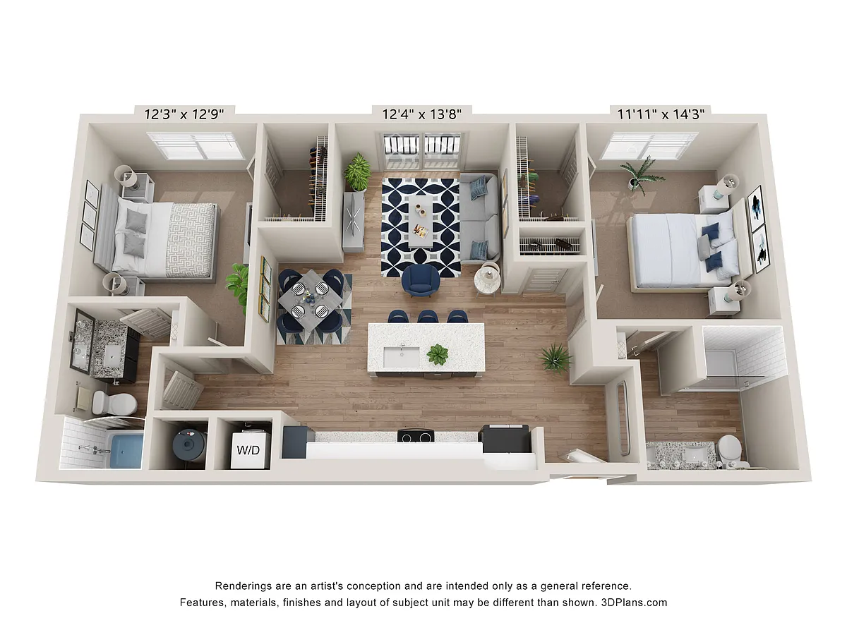 Floor plan 2 Bedroom / 2 Bath