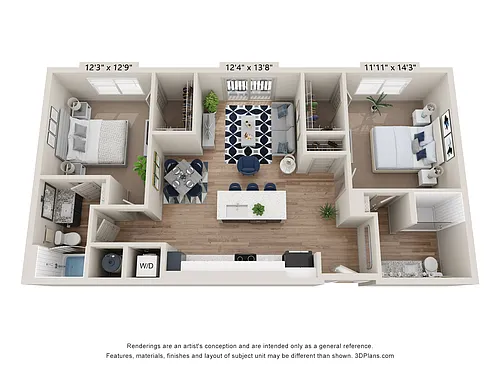Floor plan B1 (2 Bedroom)