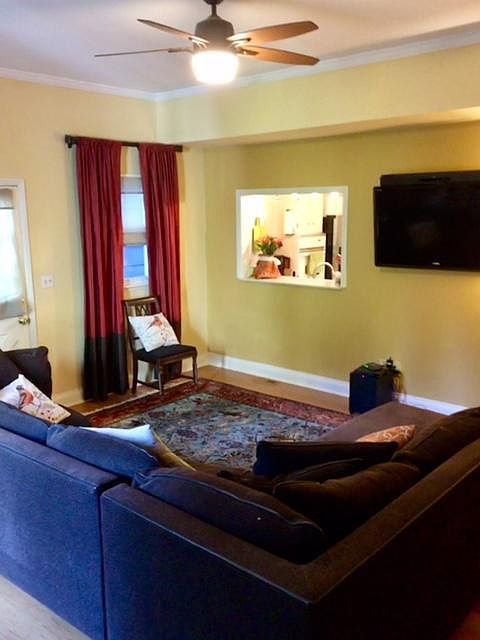 Living room with pass through to kitchen