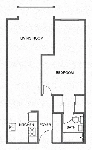 Floor plan Renovated 1 Bed, 1 Bath