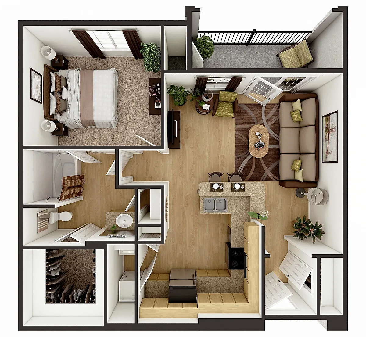 Floor plan 1 Bed 1 Bath