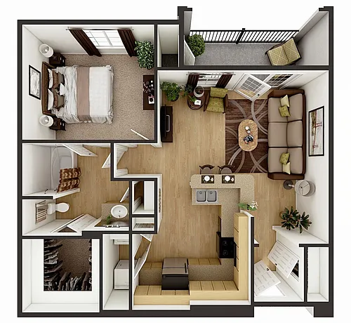 Floor plan 1 Bed 1 Bath