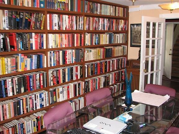 Library with built-in bookshelves