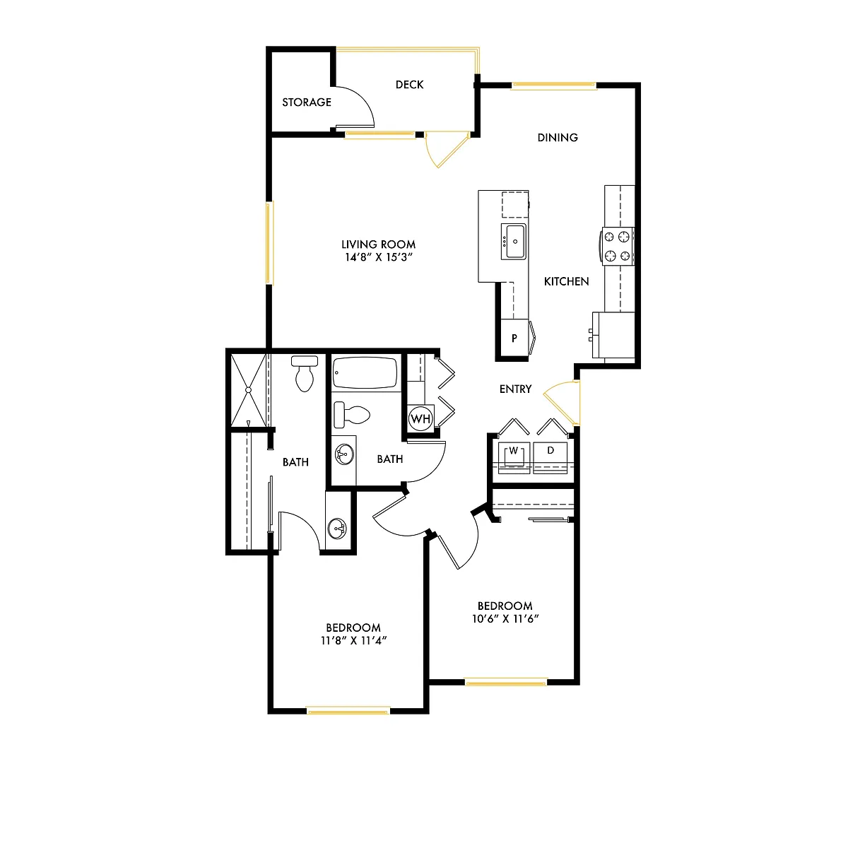 Floor plan South B13 2x2 - Brand New