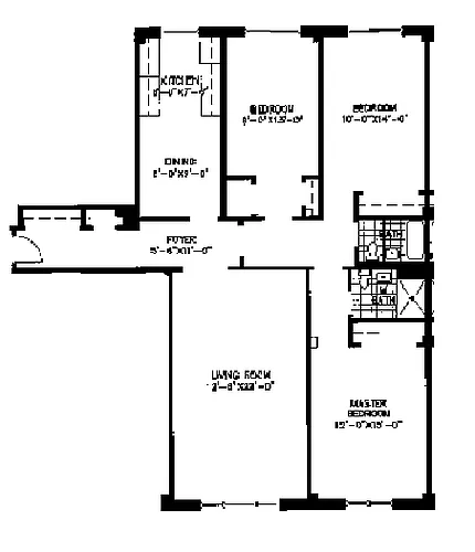 Floor plan 3 Bedroom 2 Bath
