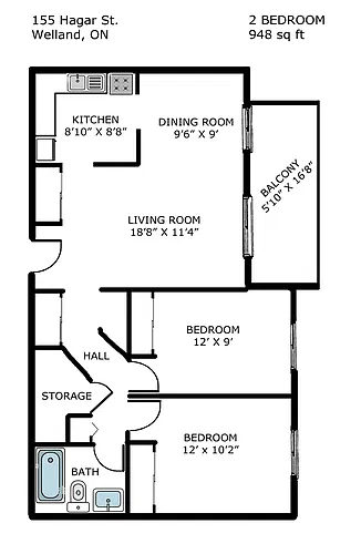 Floor plan 2 Bedroom Deluxe