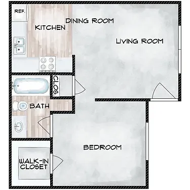 Floor plan One bedroom one bath