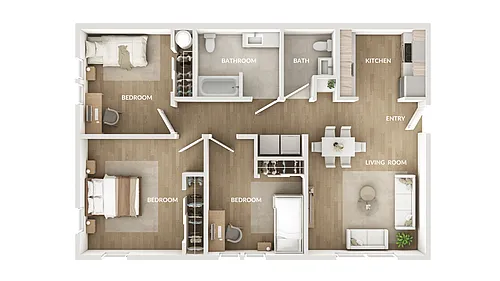 Floor plan 3 Bedroom 2 Bathroom