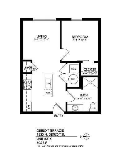 Floor plan 1 Bedroom, 1 Bath