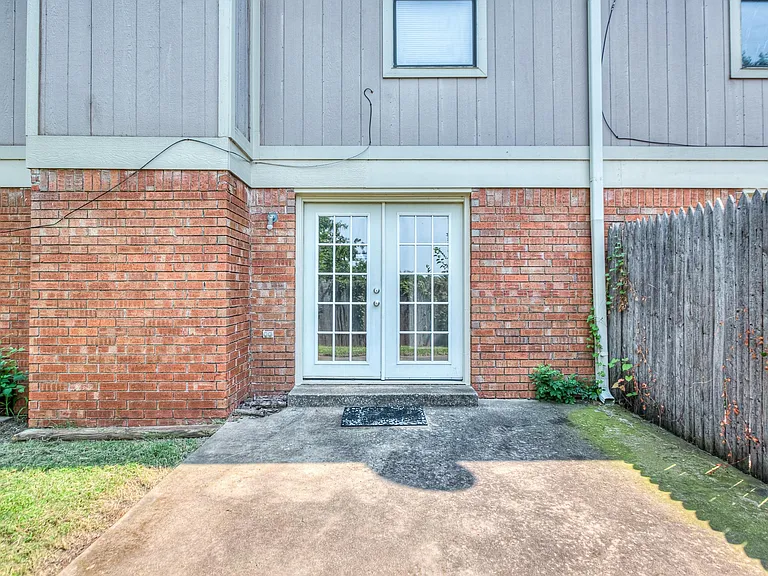 Back door and patio, privately fenced