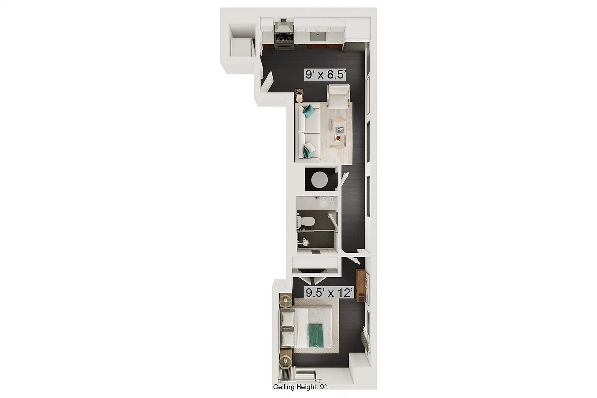 Floor plan High Hat - 1 Bed, 1 Bath