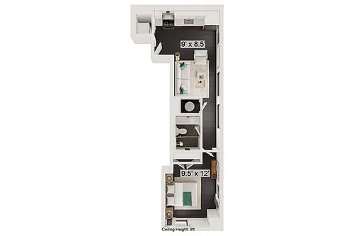 Floor plan High Hat - 1 Bed, 1 Bath