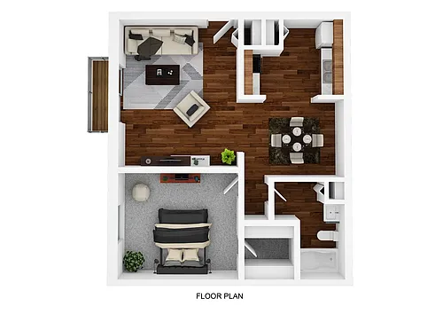 Floor plan 1x1 Diamond (Partially Renovated)