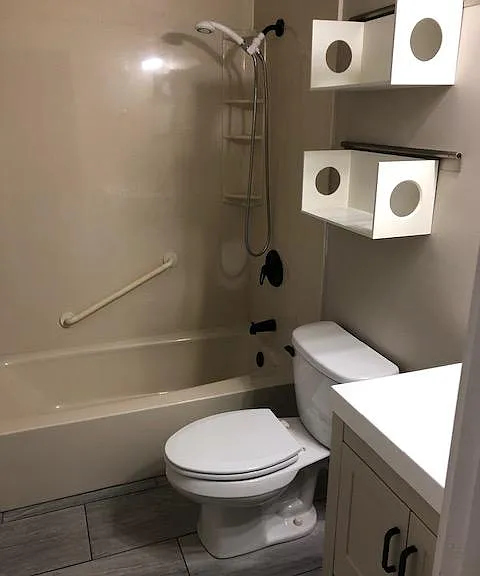 Attached master bathroom.